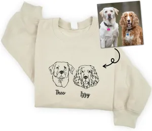 Personalized Dog Embroidered Sweatshirt, Custom Embroidered Dog Sweatshirt, Hoodie from Photo, Gift for Dog Mom
