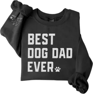 Personalized Embroidered Crewneck Sweatshirt, Custom Dog Dad Shirt, Proud Dog Dad Gift for Men