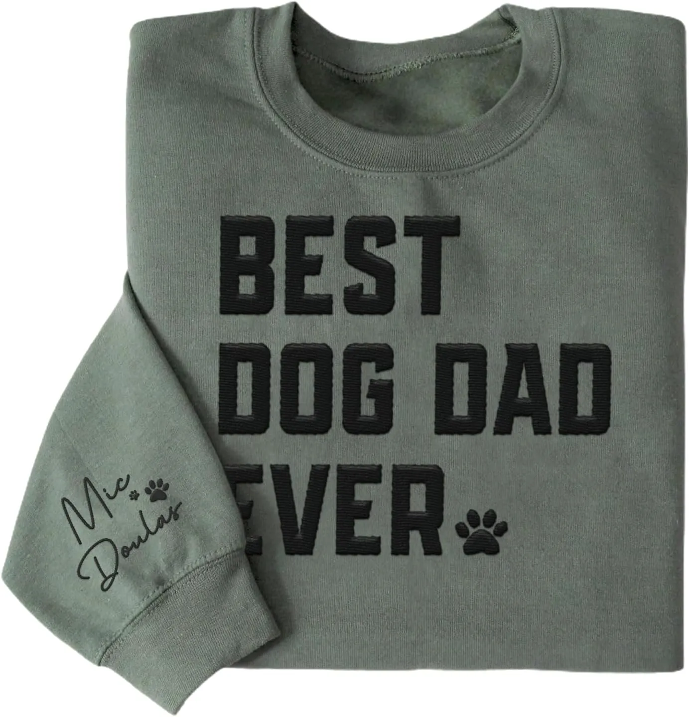 Personalized Embroidered Crewneck Sweatshirt, Custom Dog Dad Shirt, Proud Dog Dad Gift for Men