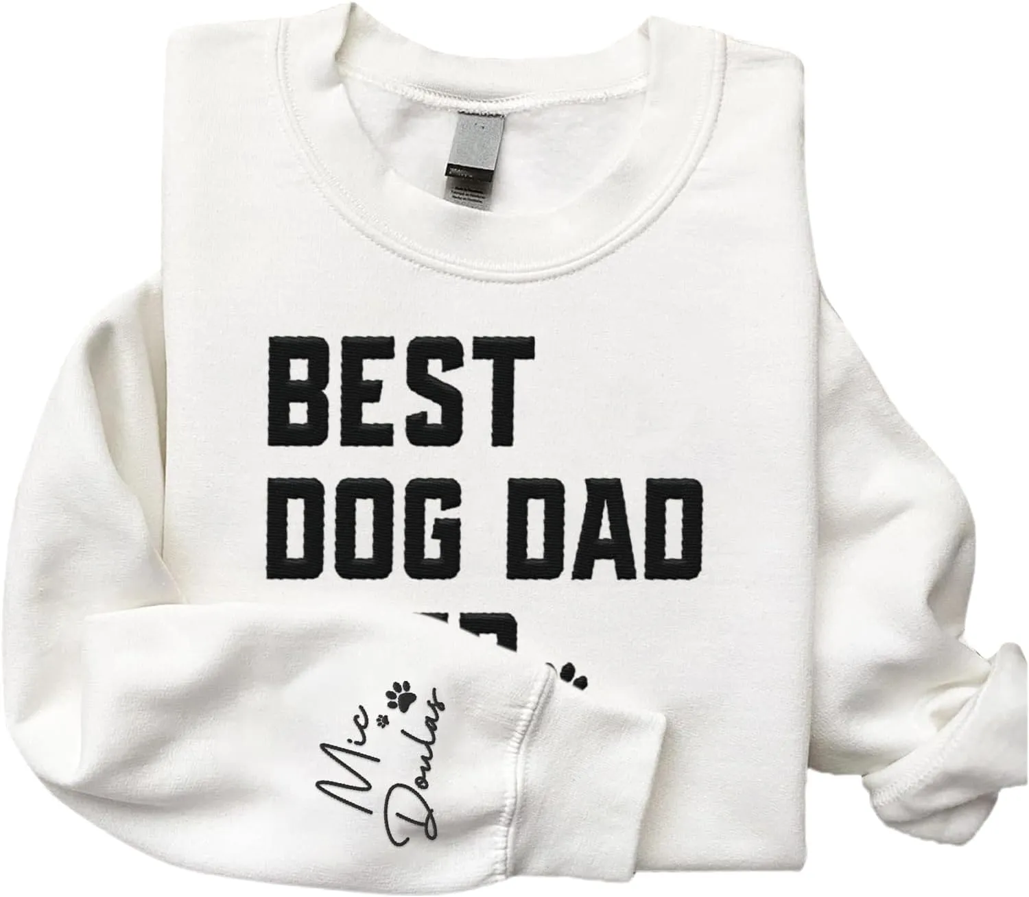 Personalized Embroidered Crewneck Sweatshirt, Custom Dog Dad Shirt, Proud Dog Dad Gift for Men