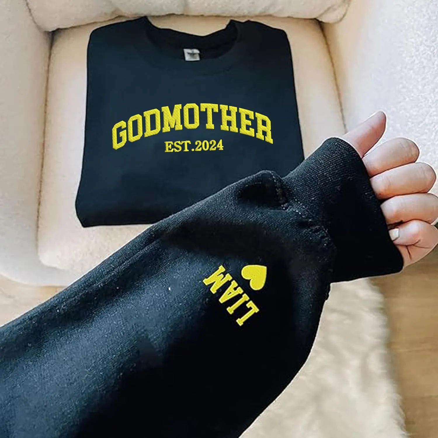 Personalized Embroidered Godmother Sweatshirt-Godmom Embroidered Sweatshirt, Madrina Proposal Gift, Godmother Gift