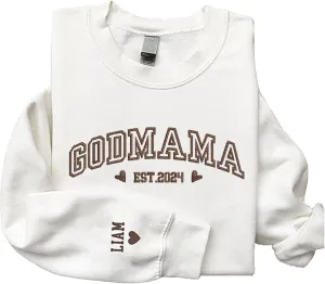 Personalized Embroidered Godmother Sweatshirt-Godmom Embroidered Sweatshirt, Madrina Proposal Gift, Godmother Gift