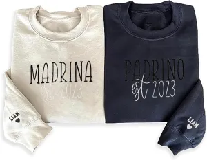 Personalized Embroidered Godmother Sweatshirt-Godmom Embroidered Sweatshirt, Madrina Proposal Gift, Godmother Gift