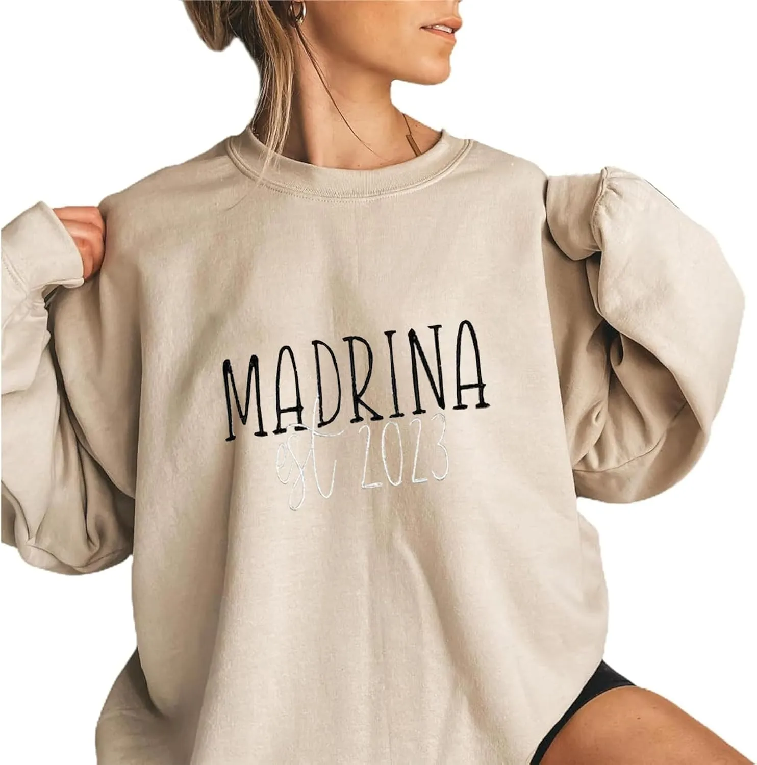 Personalized Embroidered Godmother Sweatshirt-Godmom Embroidered Sweatshirt, Madrina Proposal Gift, Godmother Gift