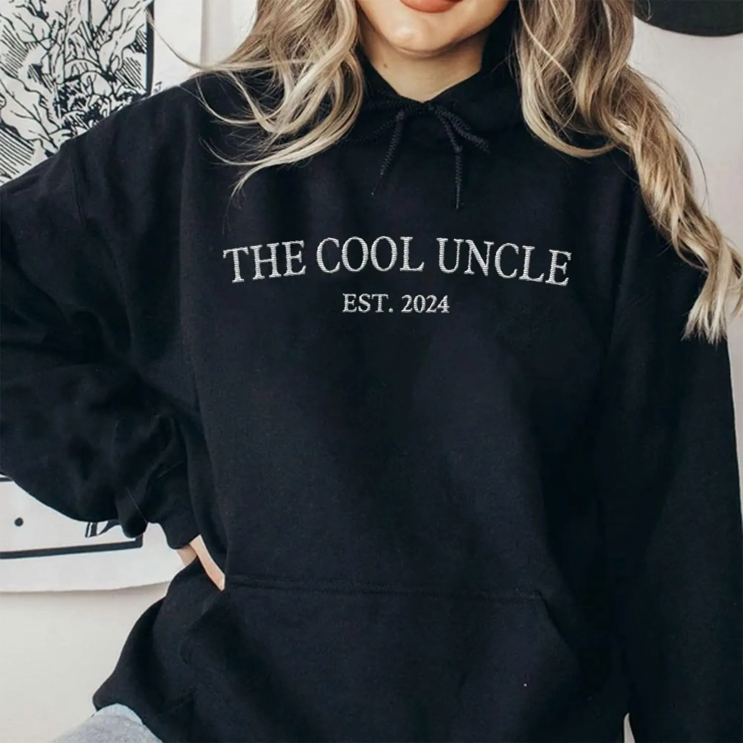 Personalized Embroidered Uncle Sweatshirt Est 2024, Cool Uncles Club Vintage Hoodie for Fathers Day