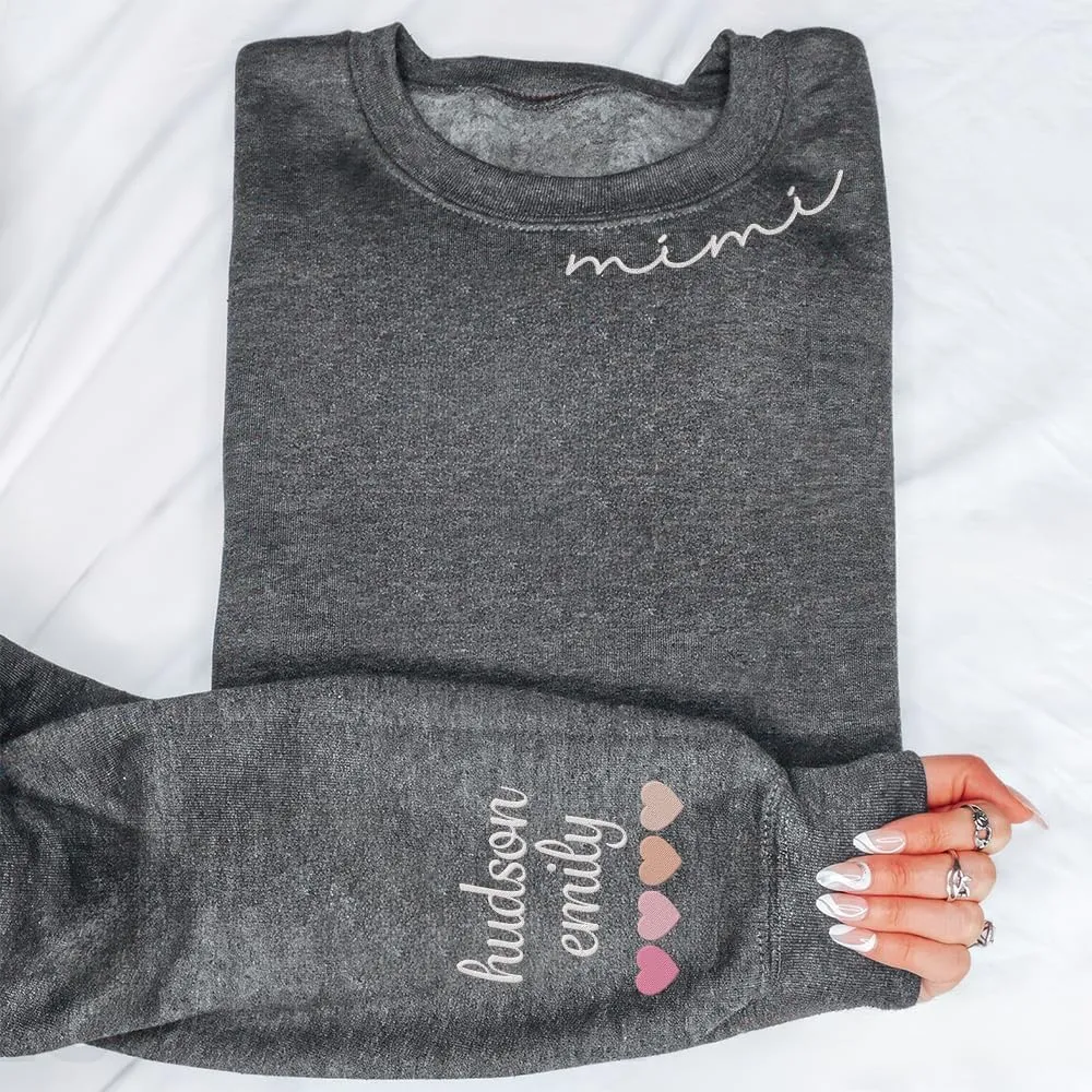 Personalized Mama Embroidered Sweatshirt, Mama Embroidered Shirts for Women, Custom Embroidered Sweatshirt