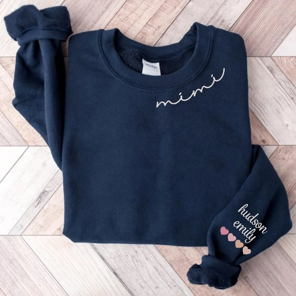 Personalized Mama Embroidered Sweatshirt, Mama Embroidered Shirts for Women, Custom Embroidered Sweatshirt
