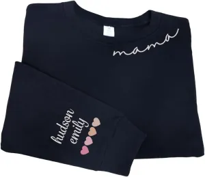 Personalized Mama Embroidered Sweatshirt, Mama Embroidered Shirts for Women, Custom Embroidered Sweatshirt