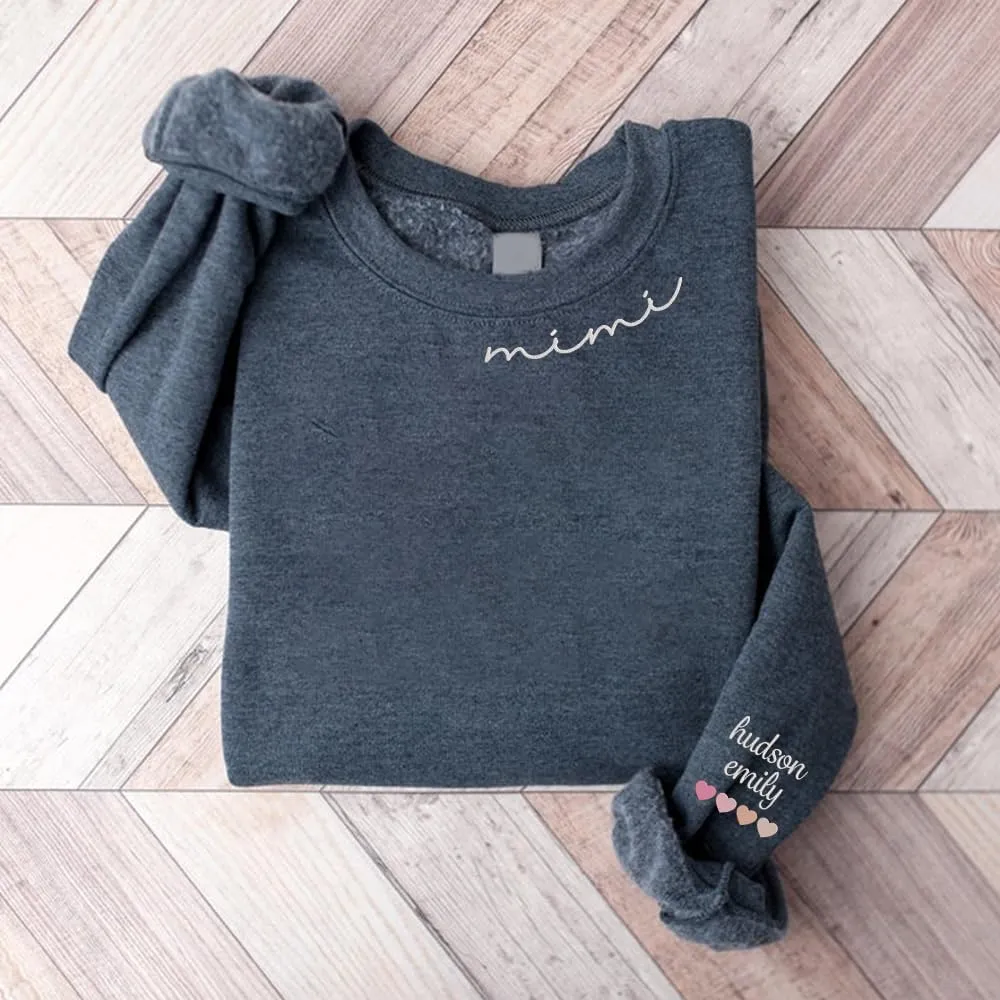 Personalized Mama Embroidered Sweatshirt, Mama Embroidered Shirts for Women, Custom Embroidered Sweatshirt