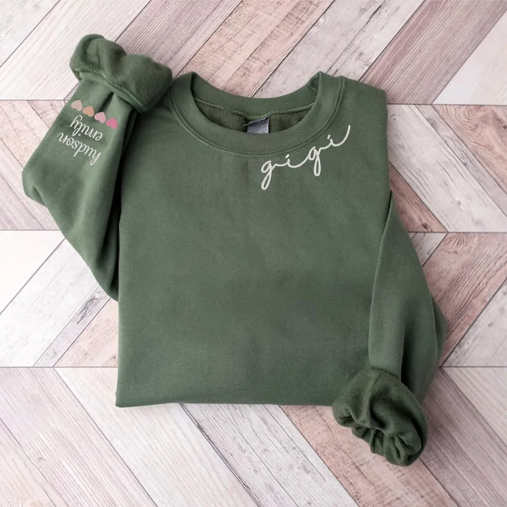 Personalized Mama Embroidered Sweatshirt, Mama Embroidered Shirts for Women, Custom Embroidered Sweatshirt