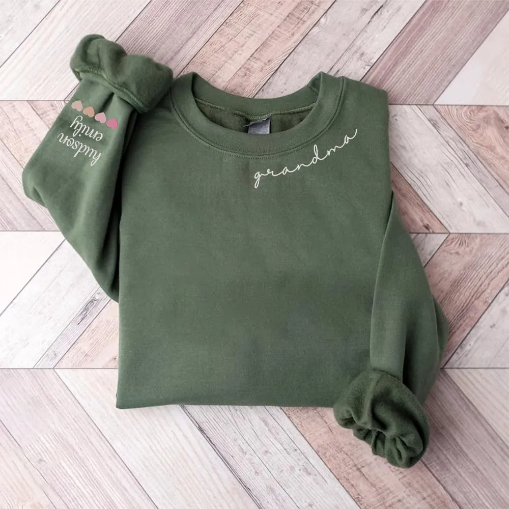 Personalized Mama Embroidered Sweatshirt, Mama Embroidered Shirts for Women, Custom Embroidered Sweatshirt
