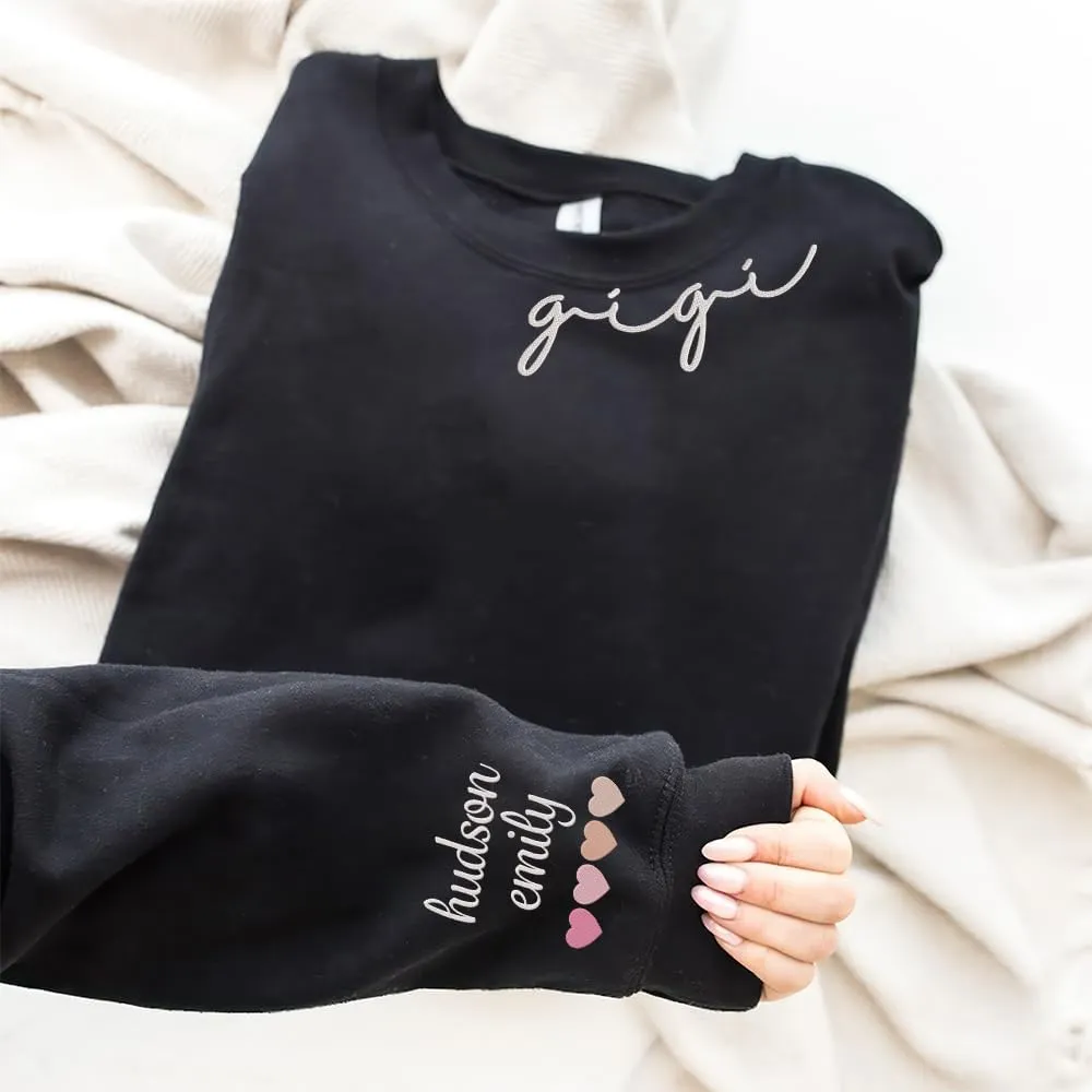 Personalized Mama Embroidered Sweatshirt, Mama Embroidered Shirts for Women, Custom Embroidered Sweatshirt