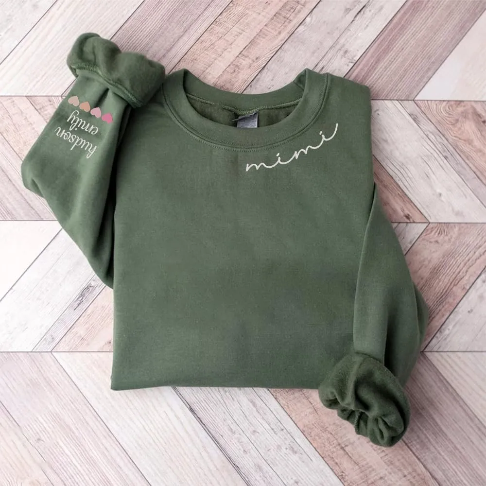 Personalized Mama Embroidered Sweatshirt, Mama Embroidered Shirts for Women, Custom Embroidered Sweatshirt