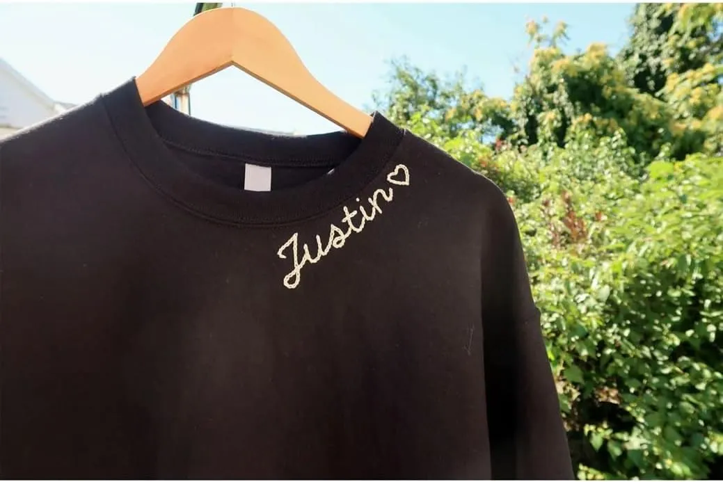 Personalized Mimi Hand Embroidered Sweatshirt, Mom's Embroidered Sweatshirt