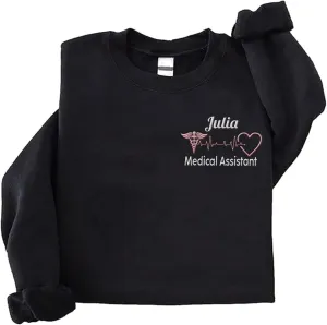 Personalized Nurse Embroidered Sweatshirt for Women, Custom Registered Nurse Shirt, CNA Shirt, Nursing Sweatshirt