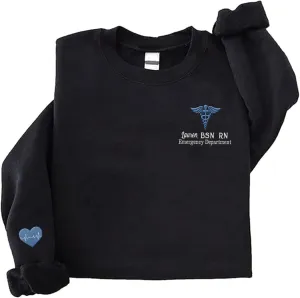 Personalized Nurse Embroidered Sweatshirt for Women, Custom Registered Nurse Shirt, CNA Shirt, Nursing Sweatshirt
