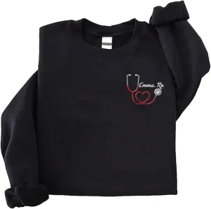 Personalized Nurse Embroidered Sweatshirt for Women, Custom Registered Nurse Shirt, CNA Shirt, Nursing Sweatshirt