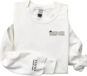 Personalized Senior 2024 Embroidered Sweatshirt Gift, Graduation Class Of 2024 School Senior Embroidery Sweatshirt