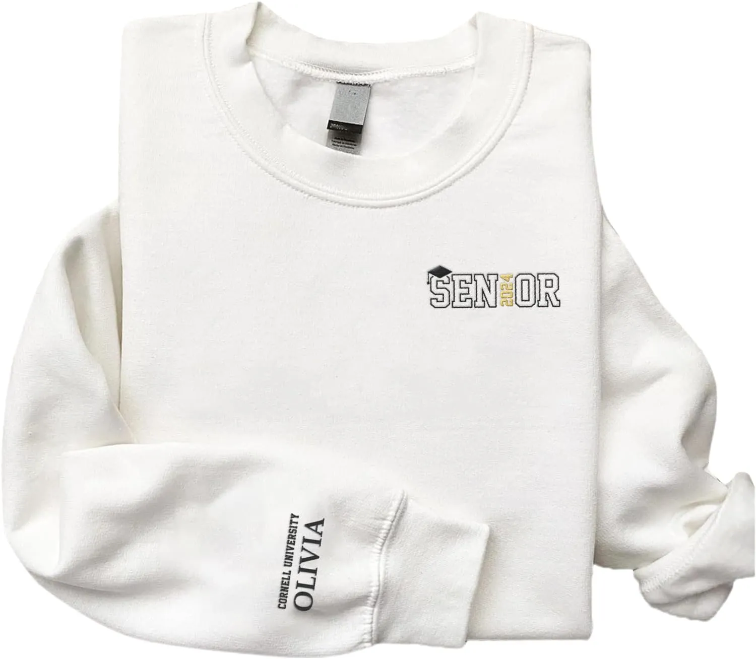 Personalized Senior 2024 Embroidered Sweatshirt Gift, Graduation Class Of 2024 School Senior Embroidery Sweatshirt