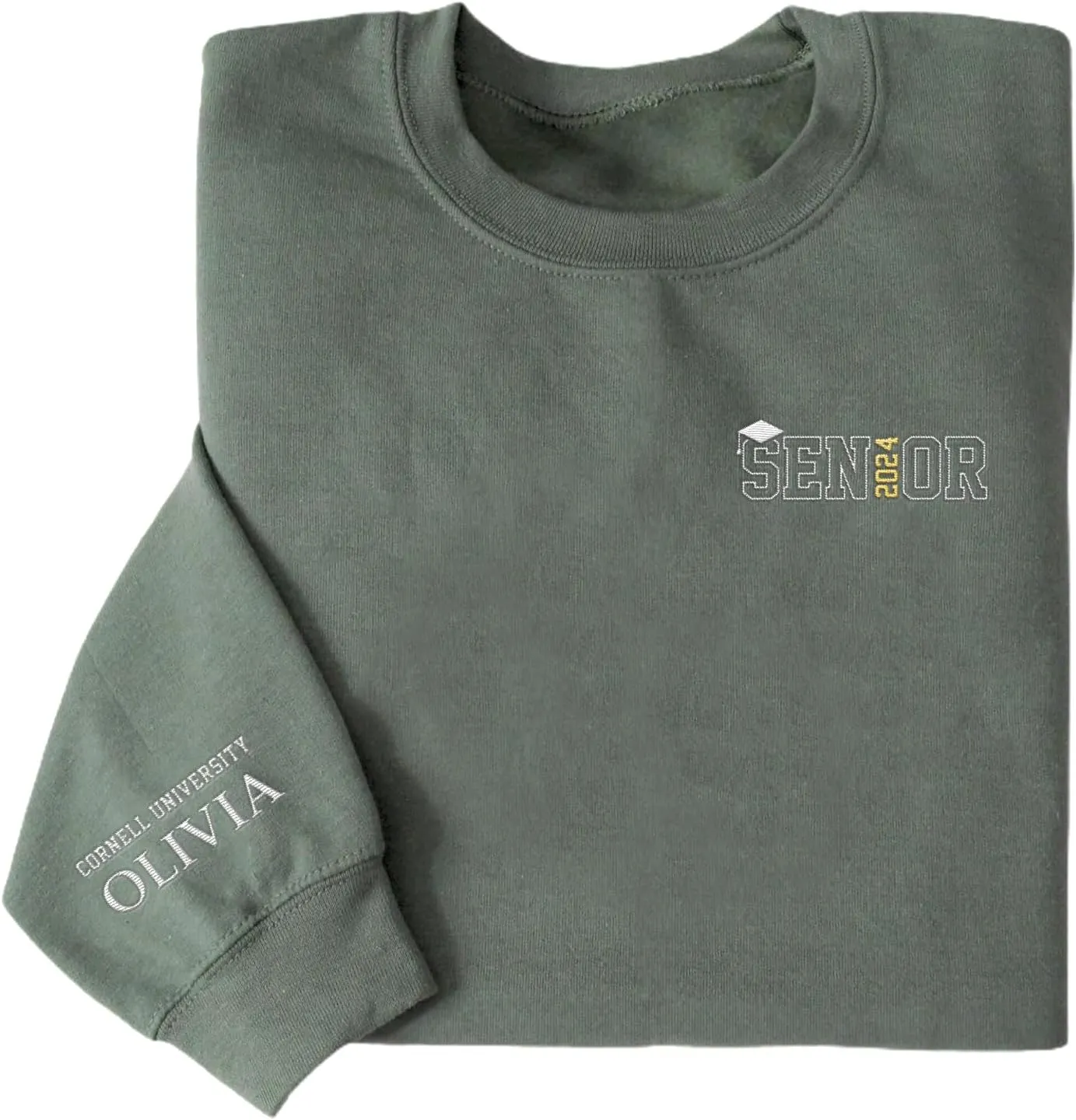Personalized Senior 2024 Embroidered Sweatshirt Gift, Graduation Class Of 2024 School Senior Embroidery Sweatshirt
