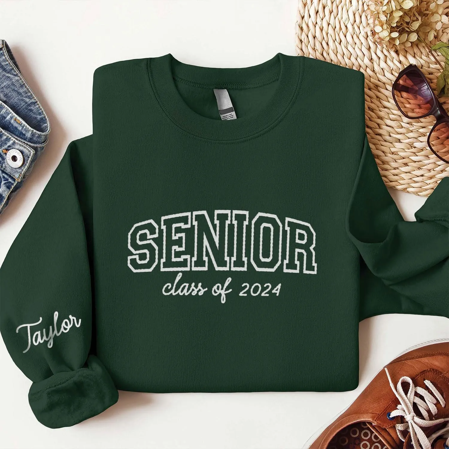 Personalized Senior 2025 Embroidered Sweatshirt Graduation 2025 Class Of 2025 Senior Class Senior Embroidered Sweatshirt