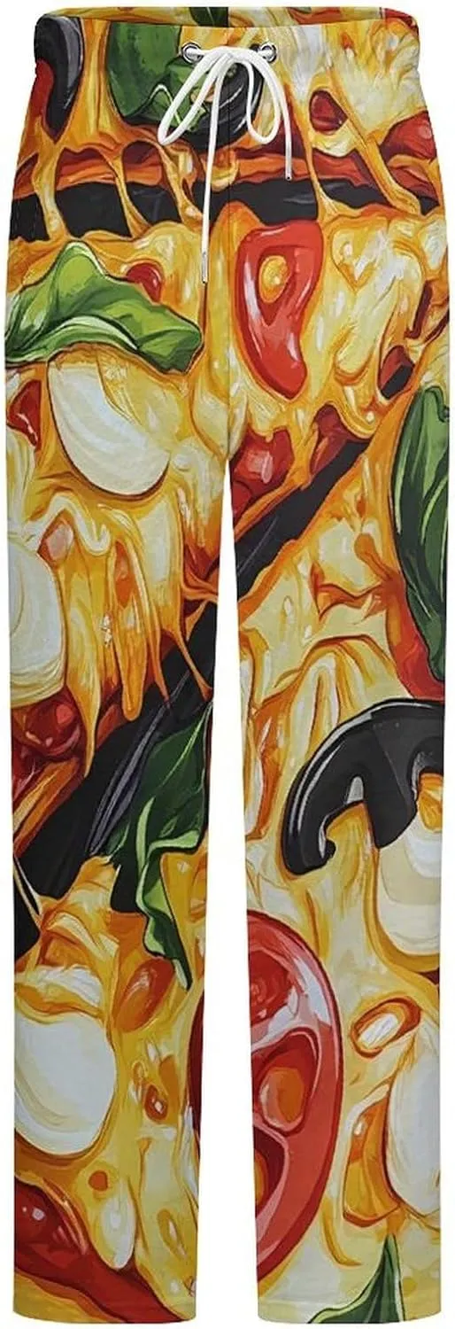 Pizza Printed Women's Pajama Pants Fleece Warm Pj Bottoms Sleepwear Lounge Pants Loungewear