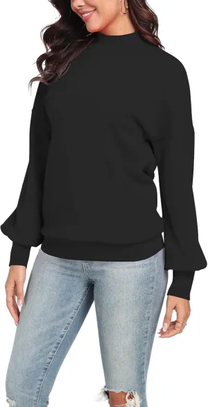 POSESHE Women's Oversized Sweaters Outfits Crewneck Ribbed Knit Dressy Casual Knit Pullover Tops