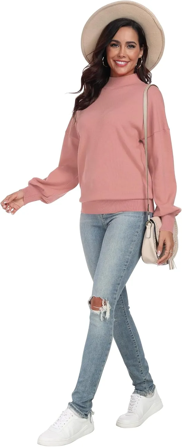 POSESHE Women's Oversized Sweaters Outfits Crewneck Ribbed Knit Dressy Casual Knit Pullover Tops