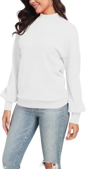POSESHE Women's Oversized Sweaters Outfits Crewneck Ribbed Knit Dressy Casual Knit Pullover Tops