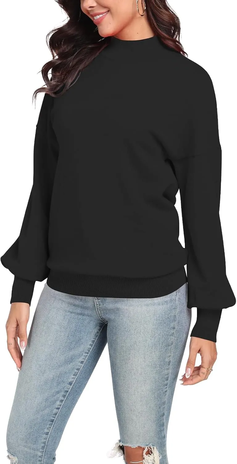 POSESHE Women's Oversized Sweaters Outfits Crewneck Ribbed Knit Dressy Casual Knit Pullover Tops