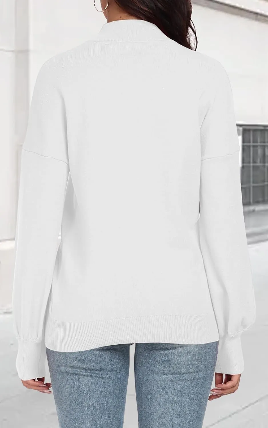 POSESHE Women's Oversized Sweaters Outfits Crewneck Ribbed Knit Dressy Casual Knit Pullover Tops
