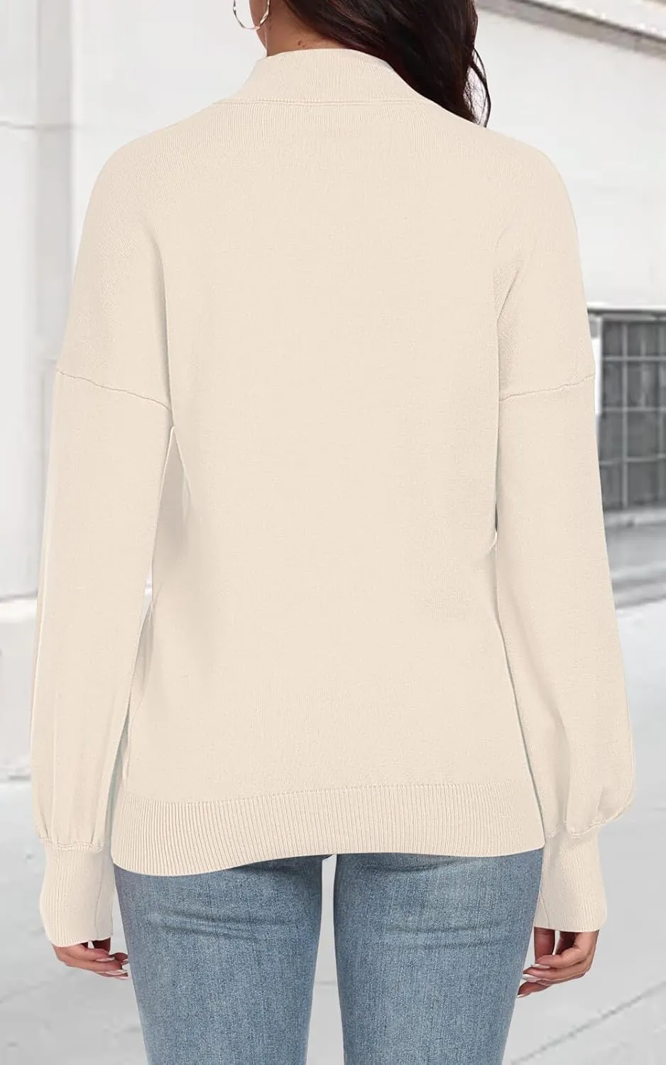 POSESHE Women's Oversized Sweaters Outfits Crewneck Ribbed Knit Dressy Casual Knit Pullover Tops