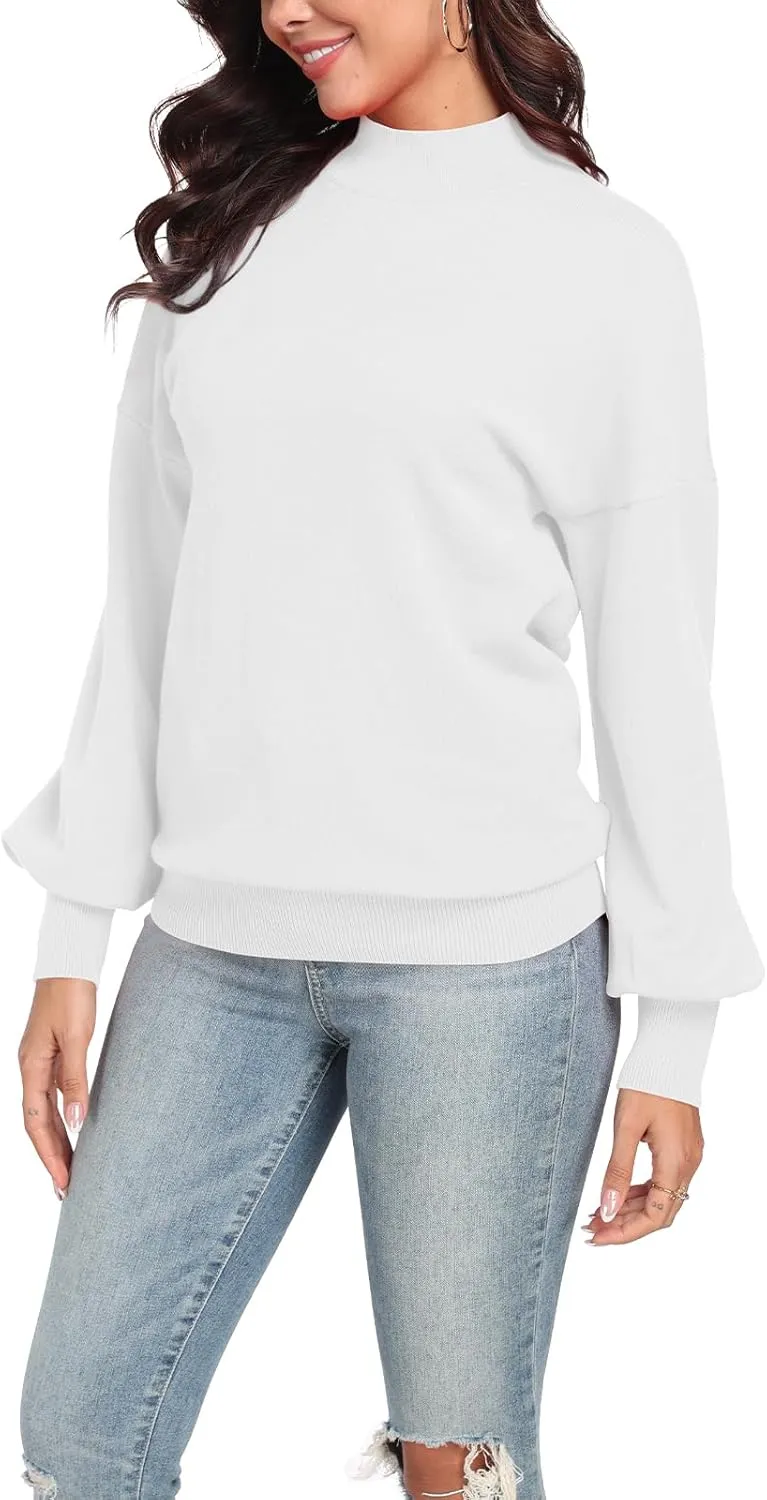 POSESHE Women's Oversized Sweaters Outfits Crewneck Ribbed Knit Dressy Casual Knit Pullover Tops