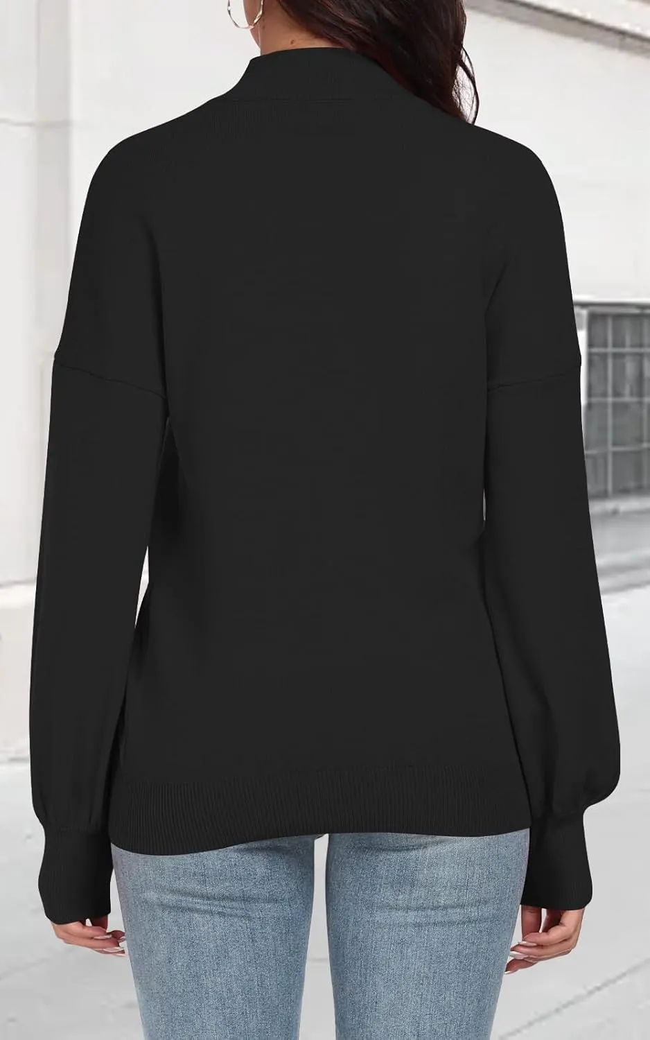 POSESHE Women's Oversized Sweaters Outfits Crewneck Ribbed Knit Dressy Casual Knit Pullover Tops
