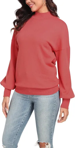 POSESHE Women's Oversized Sweaters Outfits Crewneck Ribbed Knit Dressy Casual Knit Pullover Tops