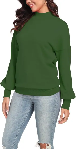 POSESHE Women's Oversized Sweaters Outfits Crewneck Ribbed Knit Dressy Casual Knit Pullover Tops