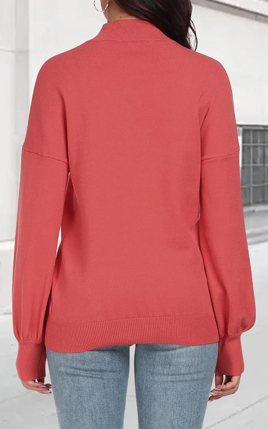 POSESHE Women's Oversized Sweaters Outfits Crewneck Ribbed Knit Dressy Casual Knit Pullover Tops