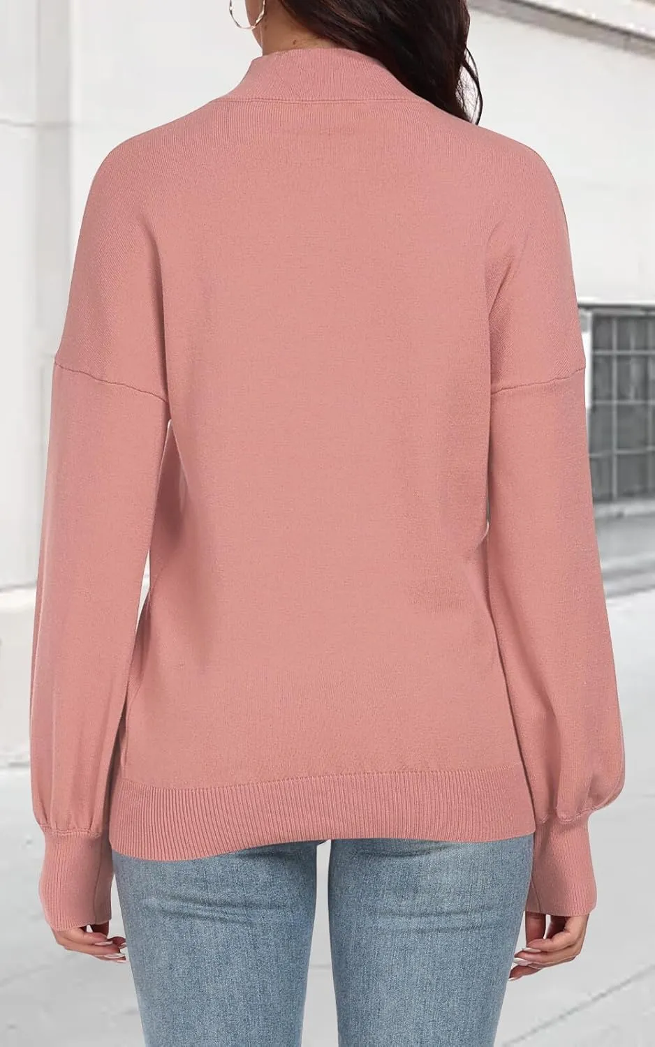 POSESHE Women's Oversized Sweaters Outfits Crewneck Ribbed Knit Dressy Casual Knit Pullover Tops