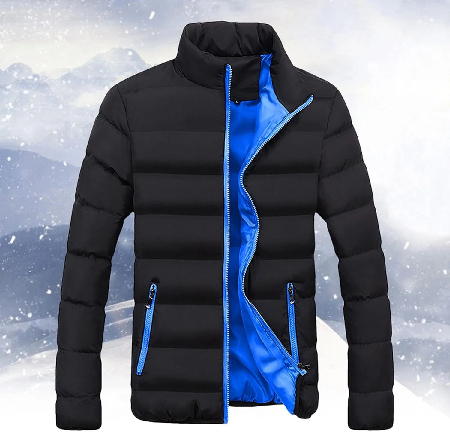 Quilted Jackets for Men Lightweight Down Puffer Jacket Packable Winter Warm Zip up Coat Outdoor Warm Padded Jacket