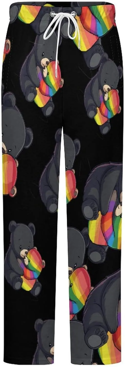 Rainbow Mama Bear Hug Love Women's Pajama Pants Fleece Warm Pj Bottoms Sleepwear Lounge Pants Loungewear