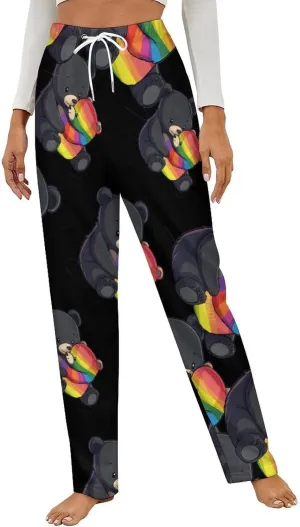 Rainbow Mama Bear Hug Love Women's Pajama Pants Fleece Warm Pj Bottoms Sleepwear Lounge Pants Loungewear