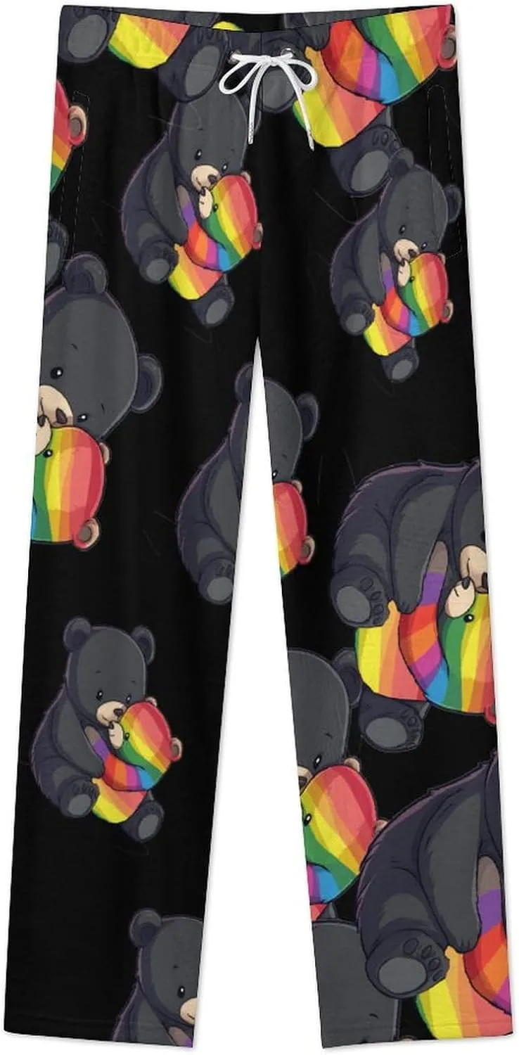 Rainbow Mama Bear Hug Love Women's Pajama Pants Fleece Warm Pj Bottoms Sleepwear Lounge Pants Loungewear