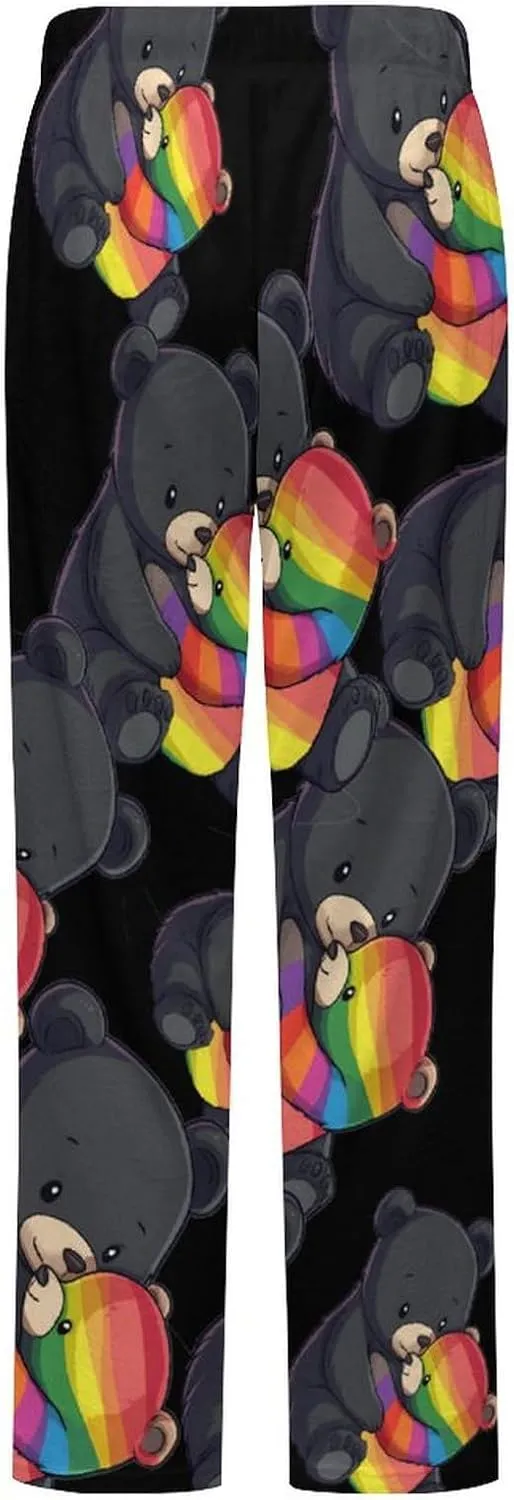 Rainbow Mama Bear Hug Love Women's Pajama Pants Fleece Warm Pj Bottoms Sleepwear Lounge Pants Loungewear