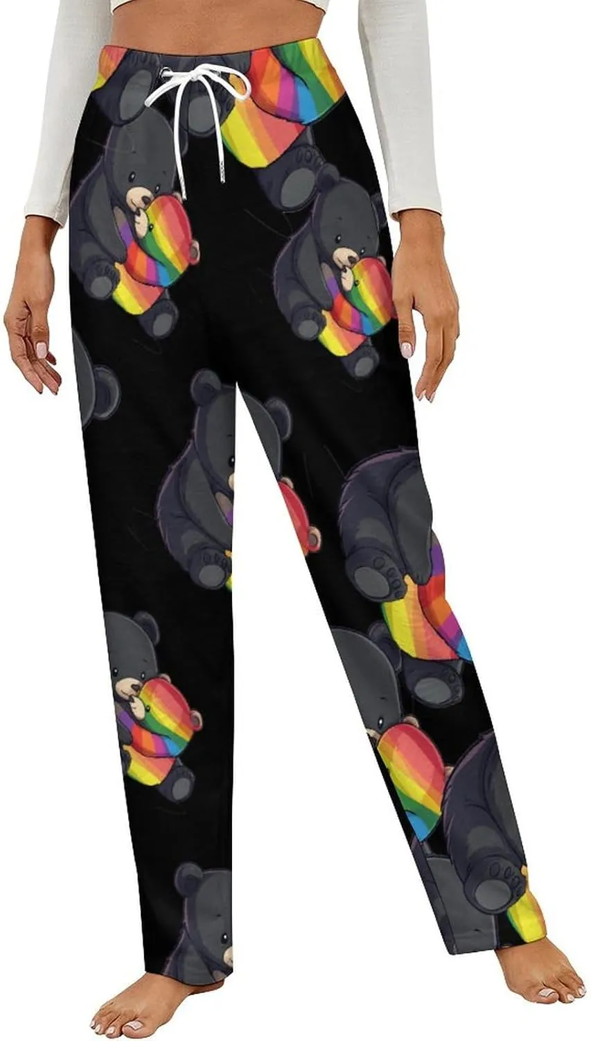 Rainbow Mama Bear Hug Love Women's Pajama Pants Fleece Warm Pj Bottoms Sleepwear Lounge Pants Loungewear