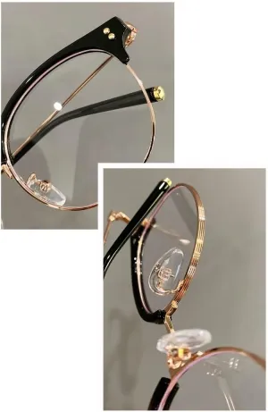 Retro Round Reading Glasses Designer Blue Light Blocking Computer Readers Anti UV Flat Light Mirror Eyeglasses (Color : Tea-Gold, Size :  0.00)