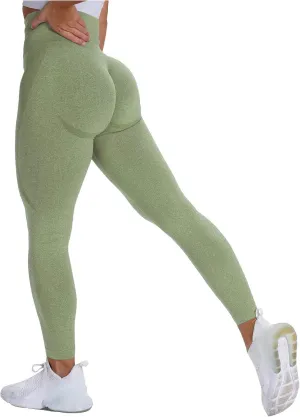 Running Leggings for Women Butt Lift Seamless High Waist Stretchy Tummy Control Sports Yoga Leggings Solid Color Soft