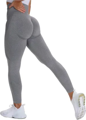 Running Leggings for Women Butt Lift Seamless High Waist Stretchy Tummy Control Sports Yoga Leggings Solid Color Soft