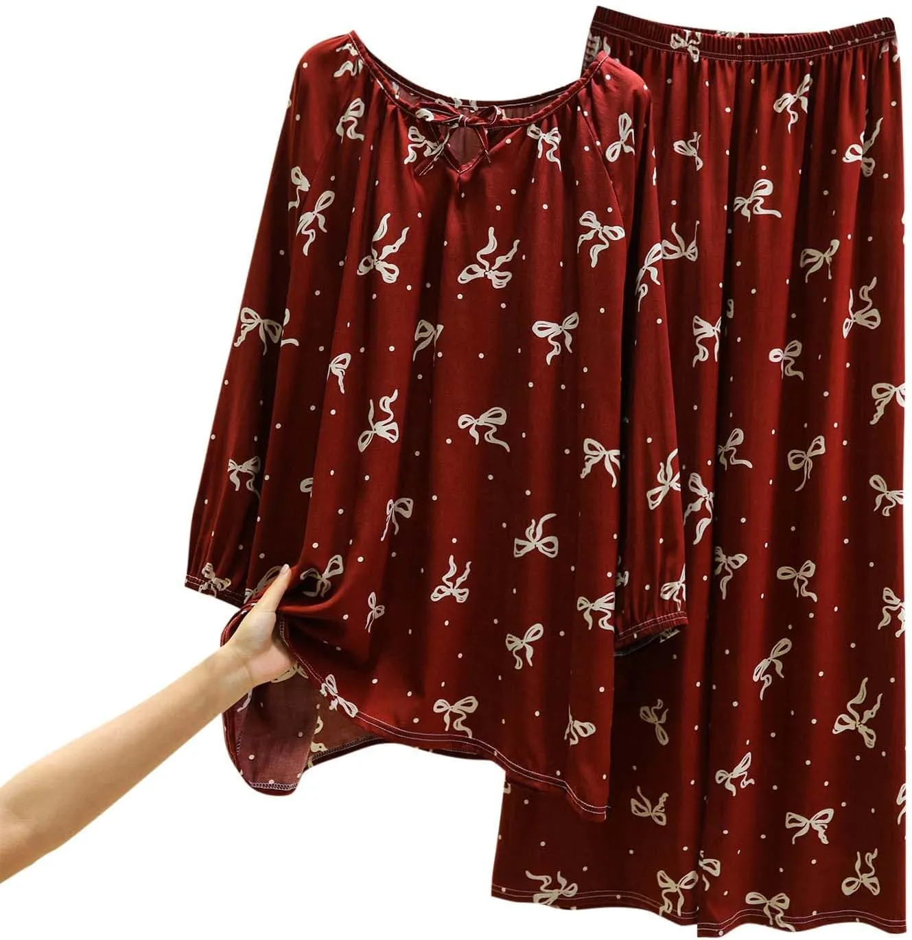 Ruziyoog Womens Pajama Set Long Sleeve Floral Loungewear Set Loose Casual Sleepwear Nightwear Two Piece Pjs Lounge Sets