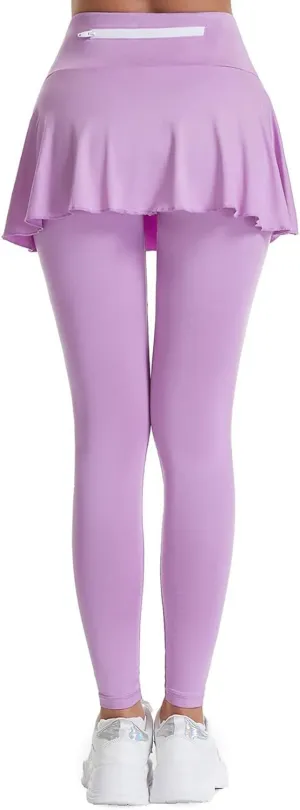 Scrunch Butt Leggings for Women Tummy Control High Waist Slim Gym Sports Yoga Leggings with Skirts Athletic Running
