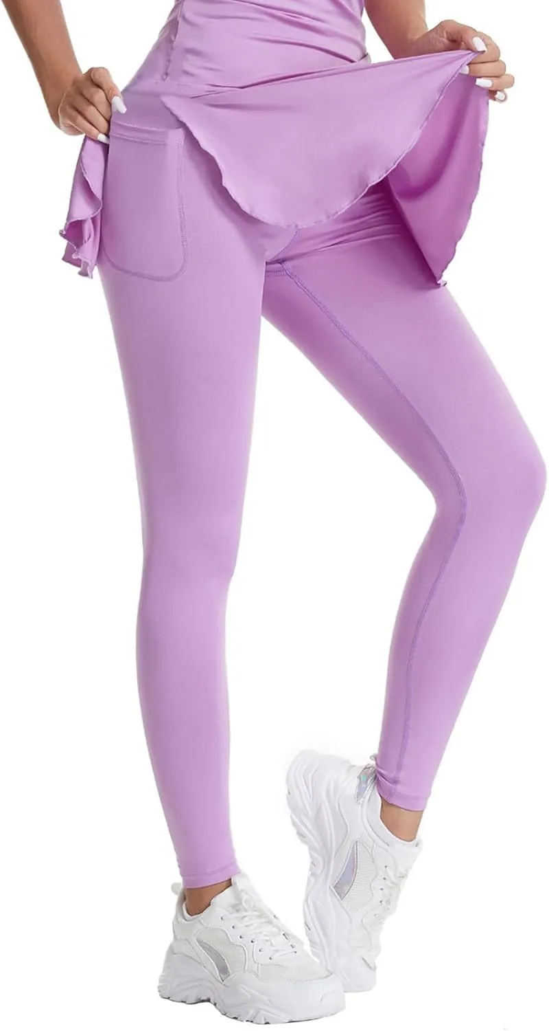 Scrunch Butt Leggings for Women Tummy Control High Waist Slim Gym Sports Yoga Leggings with Skirts Athletic Running